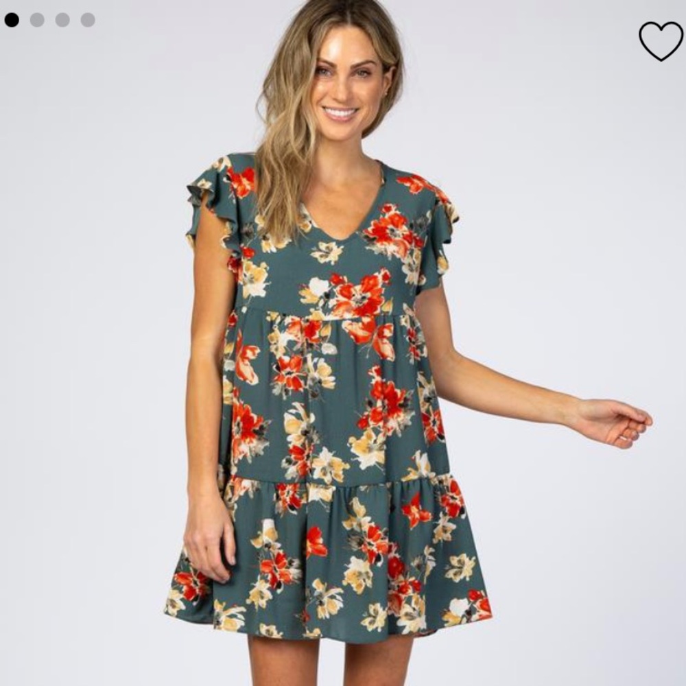 Pinkblush maternity teal floral dress M